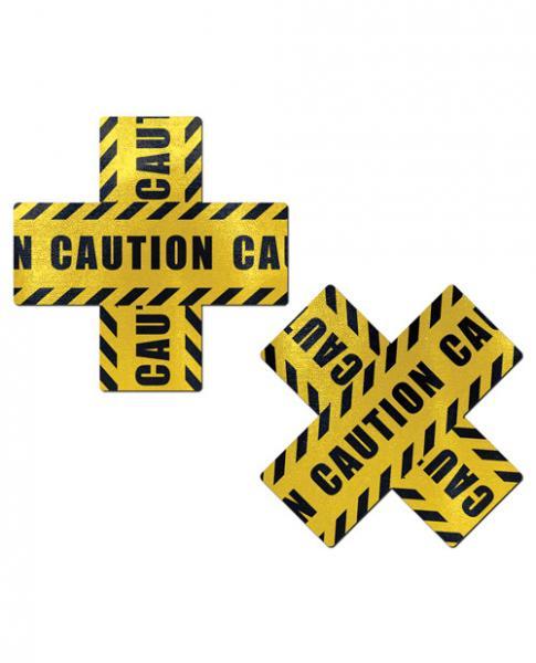 Pastease Caution Cross X Black Yellow Pasties O-S