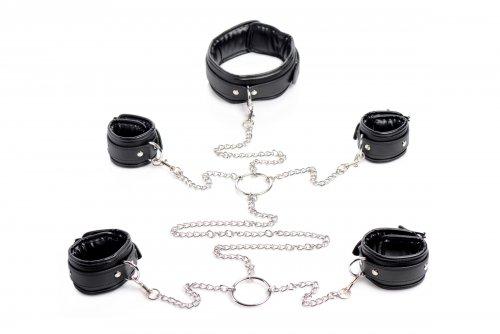 Strict Slave Leather Shackles Set Black