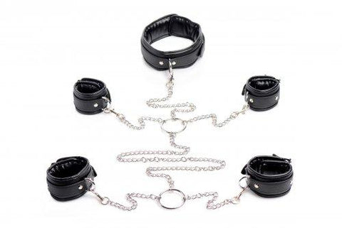 Strict Slave Leather Shackles Set Black