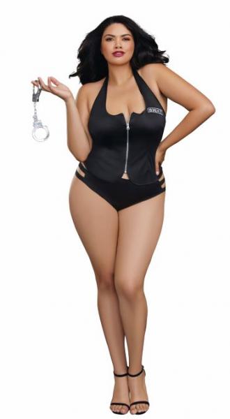 Swat Me Bedroom Costume Vest, Panty & Cuffs Black OQ