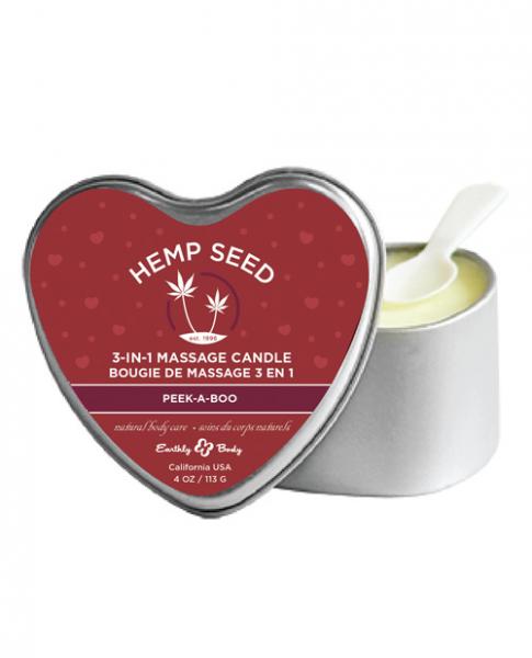 Earthly Body 3-In-1 Massage Candle Heart Peekaboo 4oz