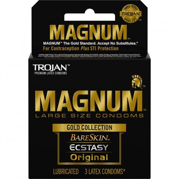 Trojan Magnum Large Size Condoms Gold Collection 3 Pack