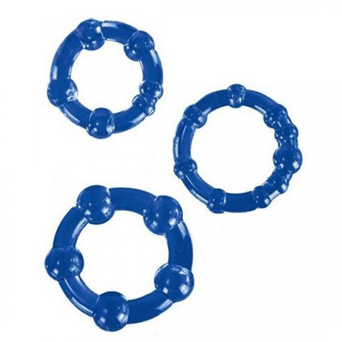 Textured Cockring Trio Blue Bulk