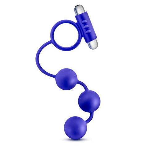 Penetrator Anal Beads Vibrating Cockring Indigo Blue