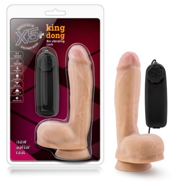 X5 Plus King Dong 8 Inches Vibrating Cock Vanilla Beige