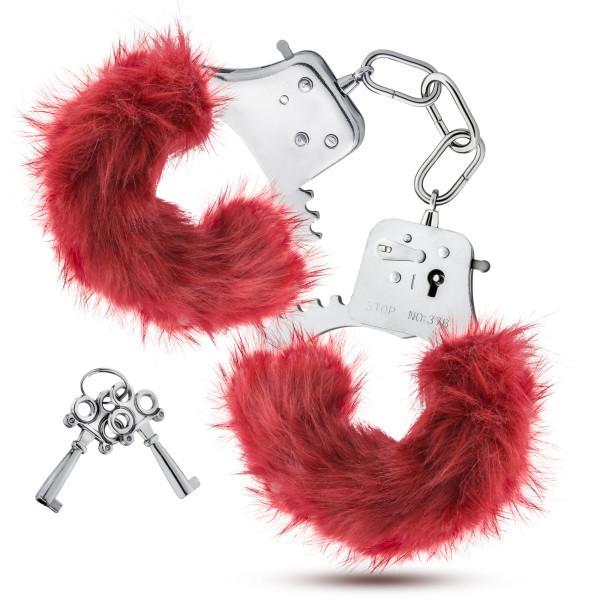 Temptasia Plush Fur Cuffs Burgundy Red