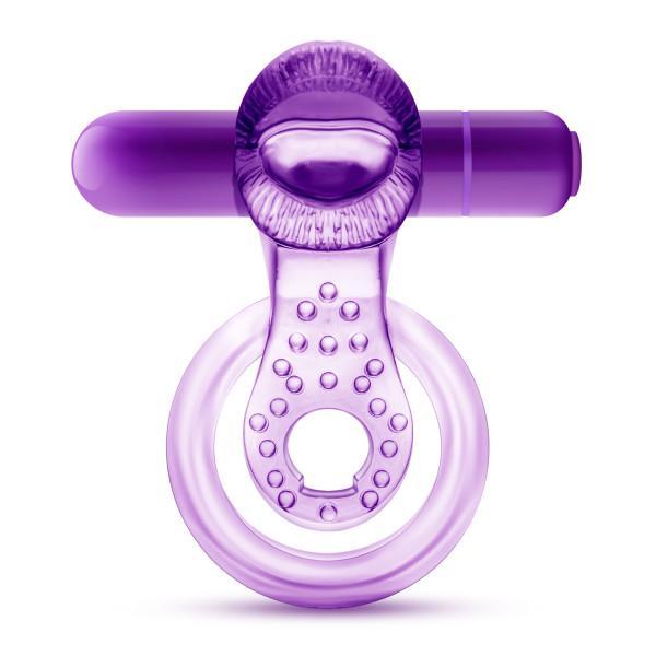 Lick It Vibrating Double Strap Cockring Purple