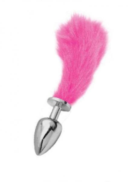 Chloe Small Silver Butt Plug Short Pink Tail