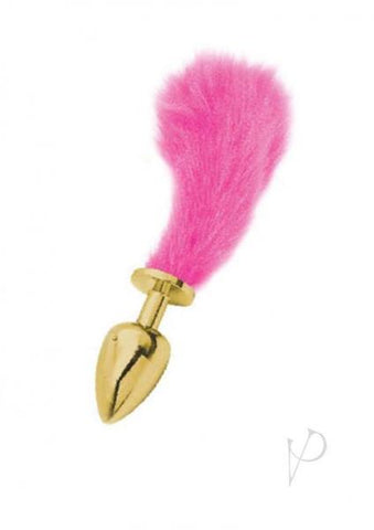 Athena Small Gold Plug with Short Pink Tail