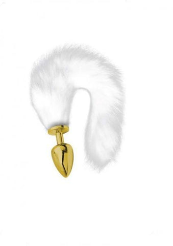Artemis Large Gold Plug with Long White Tail