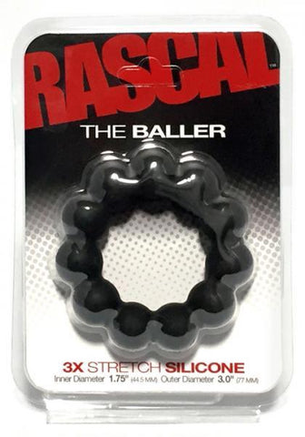 The Baller 3X Stretch Silicone Cock Ring Black