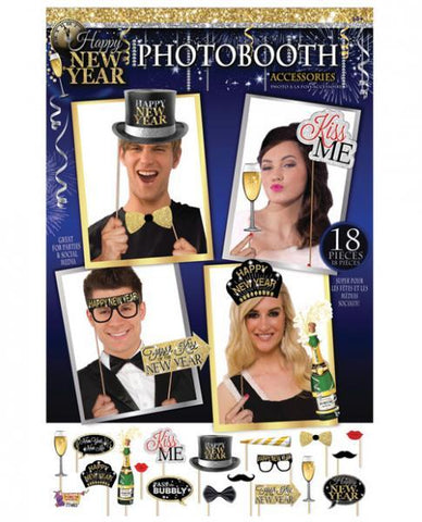 Happy New Year Photo Booth Prop Kit Set 18 Pieces