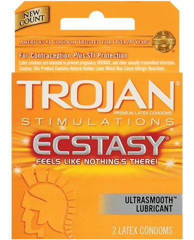 Trojan ribbed ecstasy condoms - box of 2