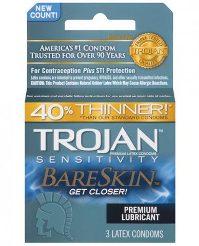 Trojan Bareskin Condoms 3 Count Box