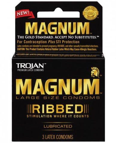 Trojan Magnum Ribbed Latex Condoms 3 Box