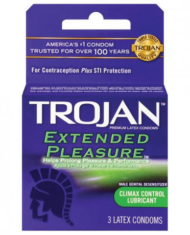 Trojan Extended Pleasure Latex Condom Box Of 3