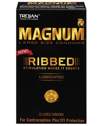 Trojan Magnum Ribbed Latex Condoms 12 Box