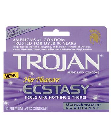 Trojan her pleasure ecstasy condoms - box of 10