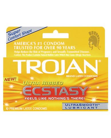 Trojan ultra ultra ribbed ecstasy condoms - box of 10