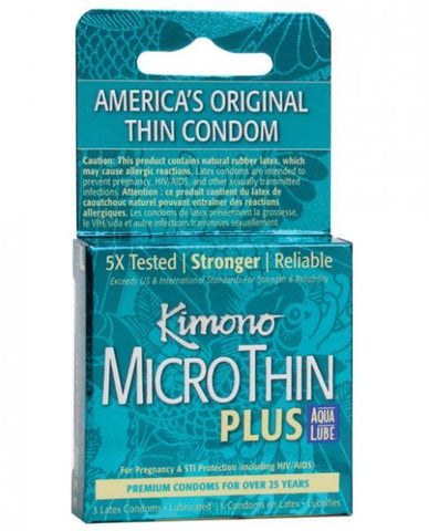 Kimono Micro Thin Aqua Lube Condom Box of 3