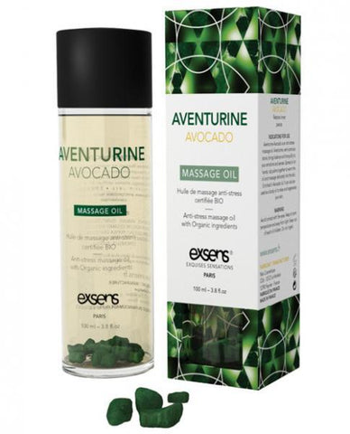 Exsens Organic Aventurine Avocado Massage Oil with Stones 3.8oz