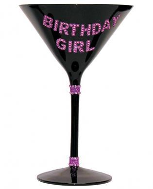 Birthday Girl Martini Glass Black