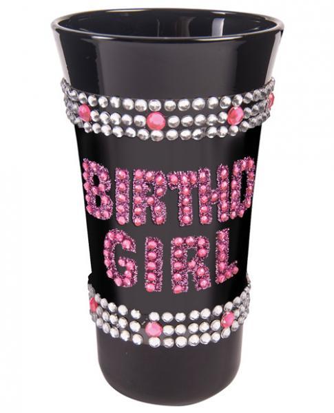 Birthday Girl Shot Glass with Pink Stones Black