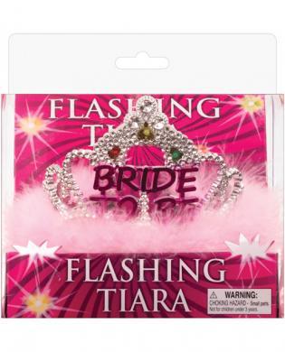 Flashing bride to be tiara w-pink marabou