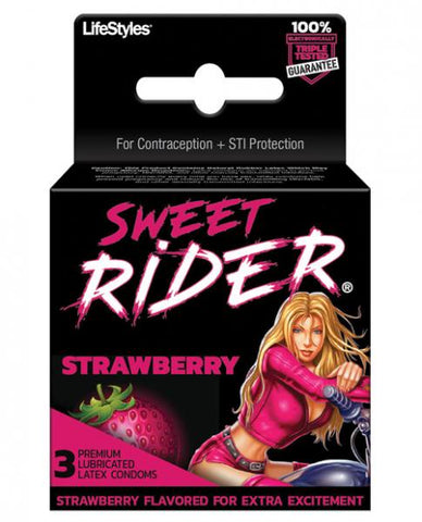 Lifestyles Sweet Rider Condoms Strawberry 3 Pack