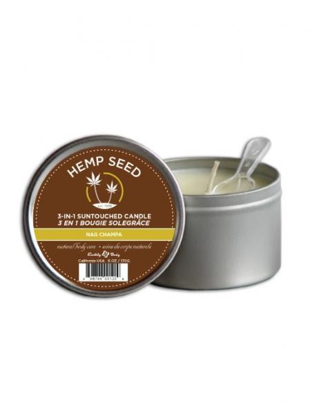 Suntouch hemp candle nag champa 6 oz round tin