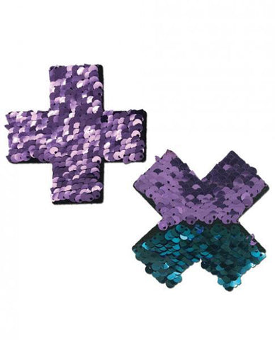 Pastease Color Changing Flip Sequins Cross Purple Blue O-S