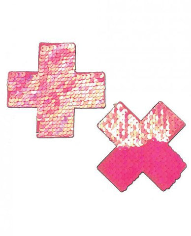 Pastease Color Changing Flip Sequins Cross Pasties Pink O-S