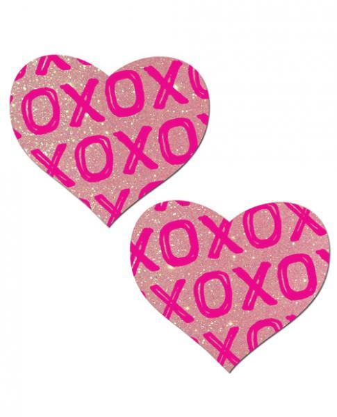 Pastease Love Glitter XOXO Baby Pink Heart Pasties