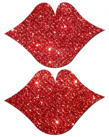 Lips Kisses Red Glitter Pasties O-S