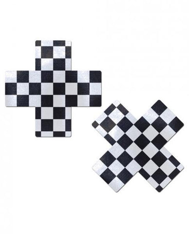 Pastease Checker Cross X Black White Pasties O-S