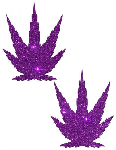 Leaf Royal Purple Glitter Pasties O-S