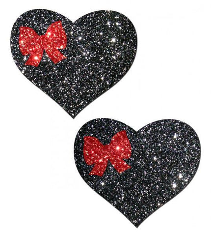 Pastease Black Glitter Heart with Bow O-S