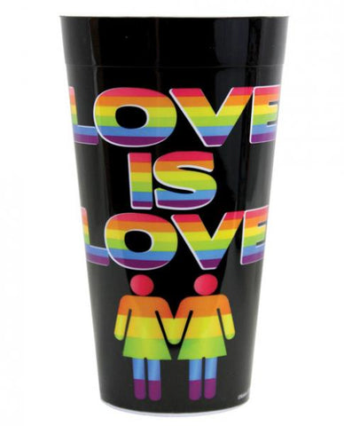 Love Is Love Drinking Cup Plastic Black, Rainbow