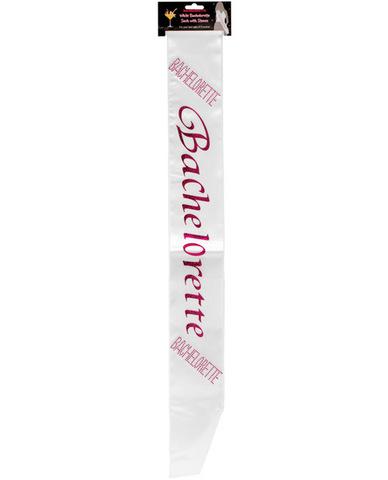 Bachelorette sash w-crystals - white