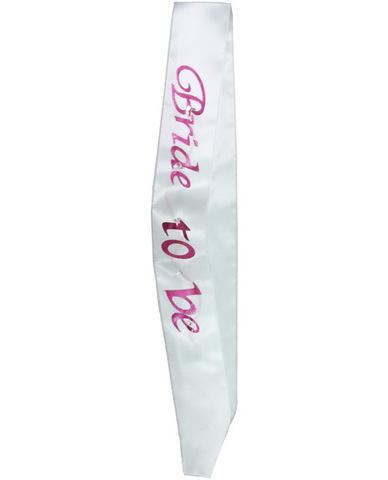 Bride to be flashing sash - white