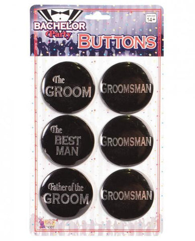 Bachelor Party Groom Buttons Asst. 6 Pack