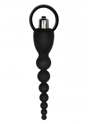 Vibrating Silicone Anal Beads Black