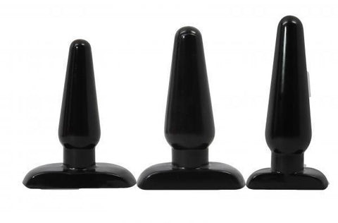 Hard Steel Anal Trainer Kit 3 Butt Plugs Black