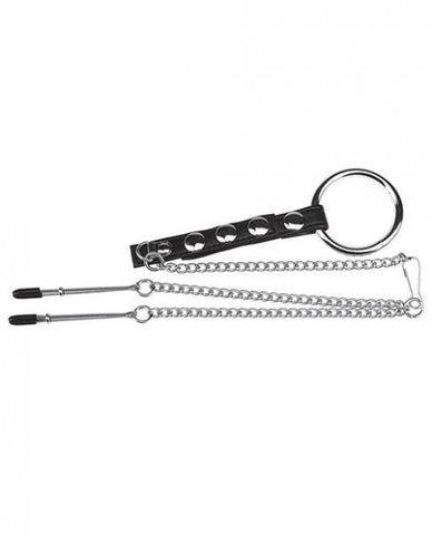 C & B Gear Cock Ring with Nipple Clamps Tweezers