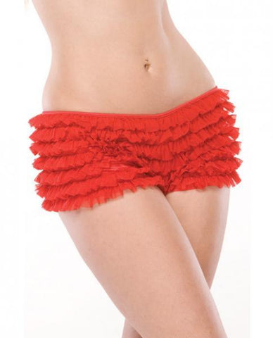 Ruffle Shorts Back Bow Detail Red O-S