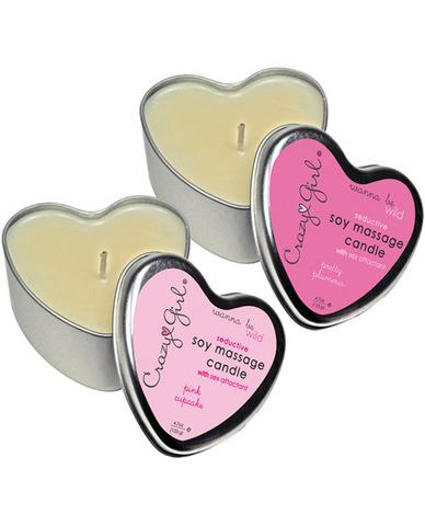 Crazy girl soy massage heart candle 4 oz - plumeria