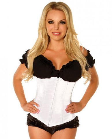 Underbust Corset Zip Up Front White Small