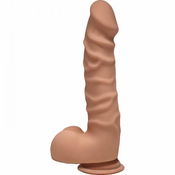 The D Ragin D 7.5 inches Dildo with Balls Caramel Tan