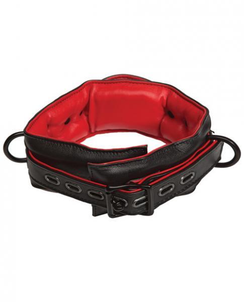 Kink Leather Handler's Collar Black, Red