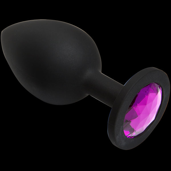 Booty Bling Large Butt Plug Black Pink Stone